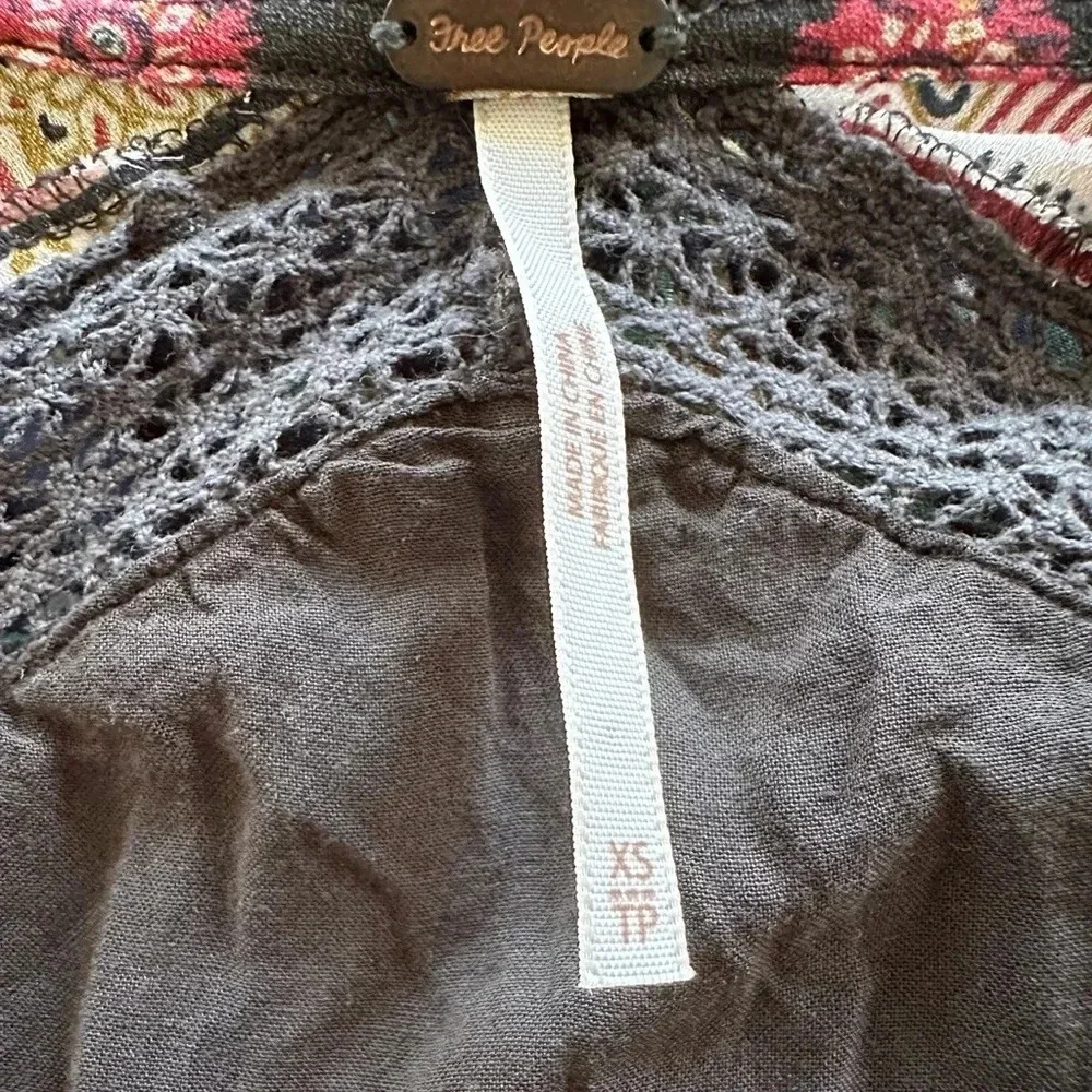 Free People Rain or Shine Pebble Bohemian Lace-Up Tunic Mini Dress Women Sz XS